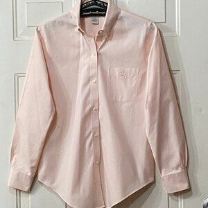 Brooks Brothers No-Iron Womens Sz 2 Blouse Shirt Long Sleeve Blush Pink Pocket